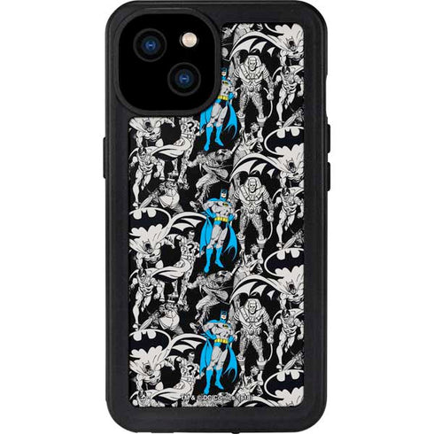 DC Comics Batman Characters Action Poses Print iPhone 15 Plus Waterproof Case